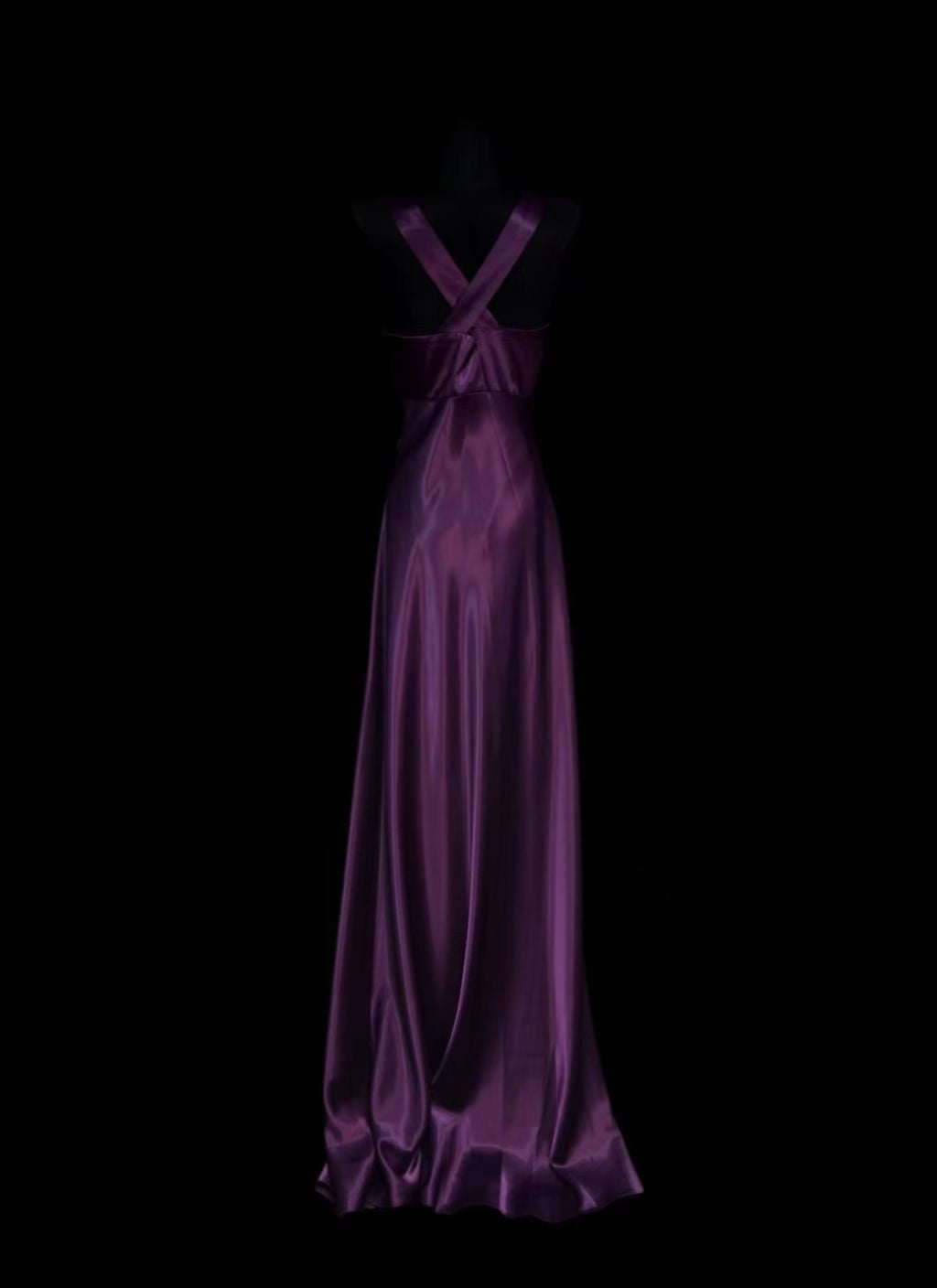 V Neck Purple A Line Formal Wedding Guest Dress Retro Prom Dress   P2096