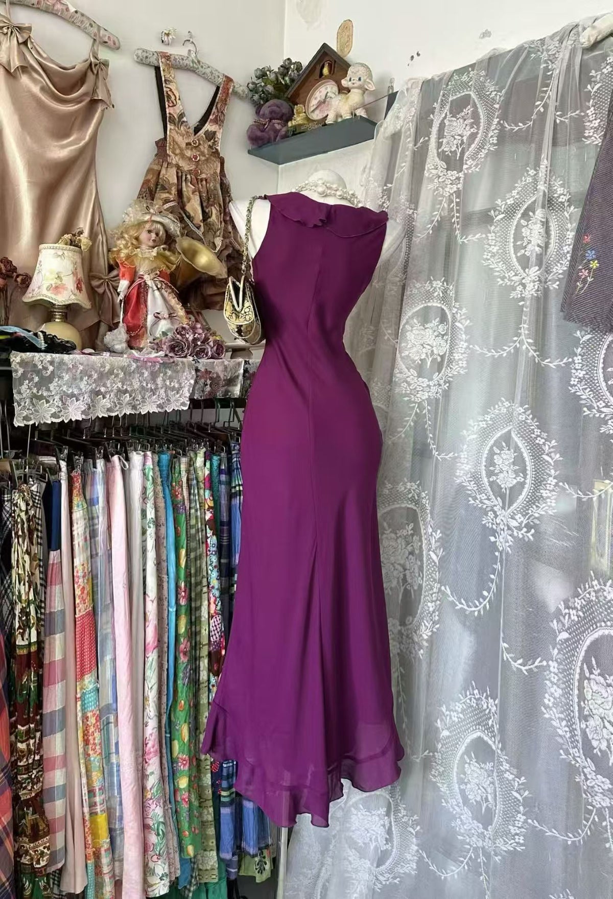 V Neck Ruffled Fuchsia Wedding Guest Dress Mermaid Evening Gown  P2678