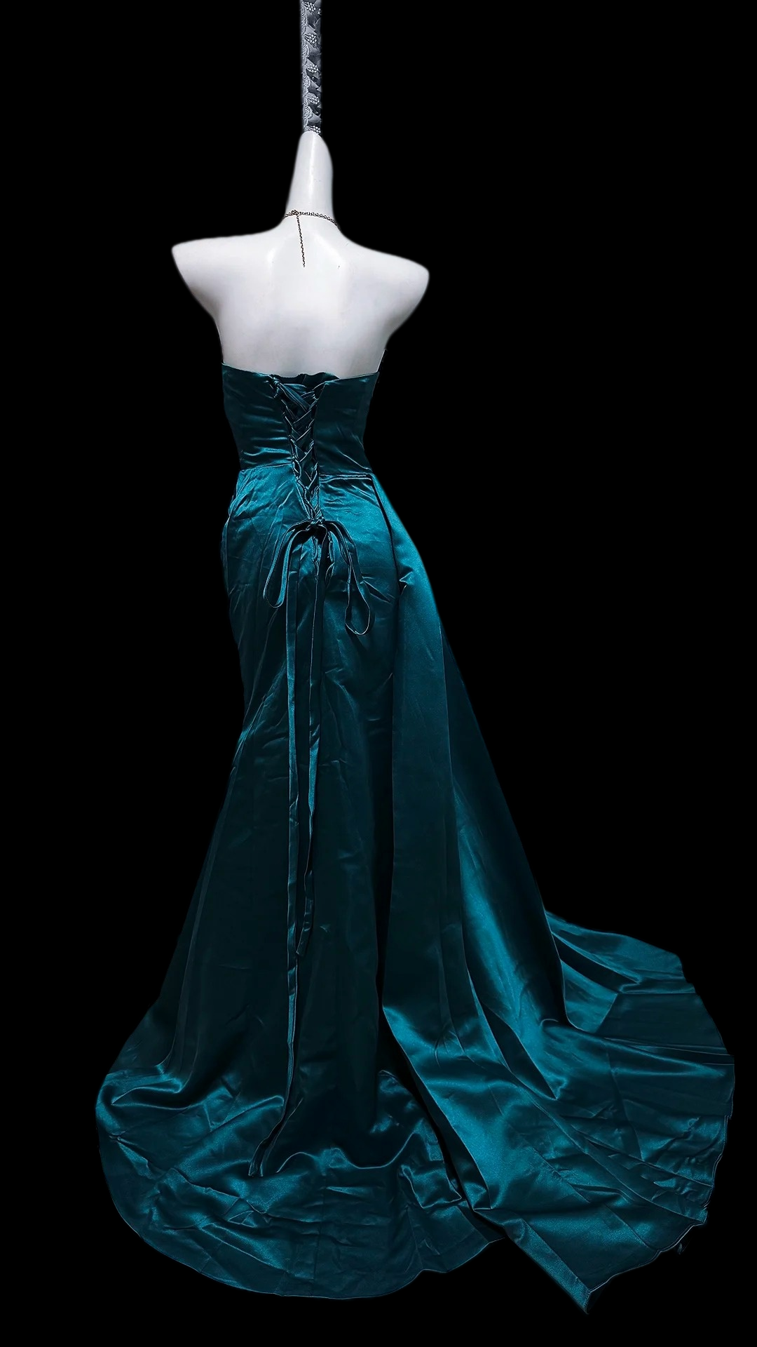 V Neck Turquoise Green Mermaid Formal Prom Dress Beaded Evening Gown  P2417