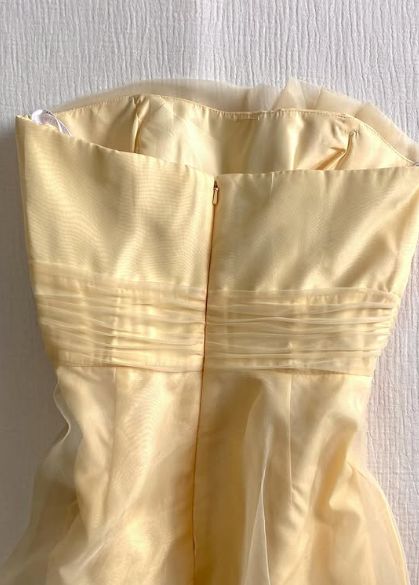Yellow Organza A-Line Homecoming Dresses Strapless Birthday Party Dress  P1085