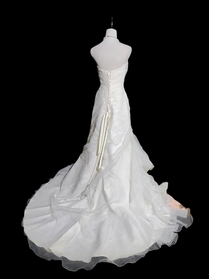 Sweetheart Ivory Mermaid Chiffon Wedding Gown Vintage Bridal Dress  P1048
